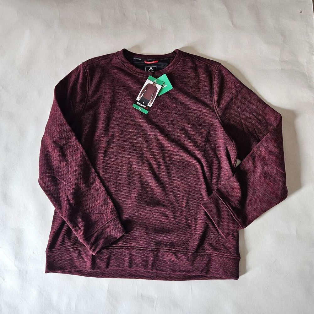 Gerry Performance Pullover Crew Mens X-Large Long Sleeve Maroon Red Sweater